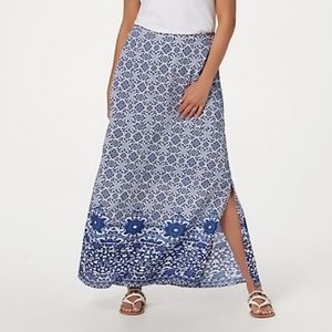 Blue Patterned Women's Maxi Skirt